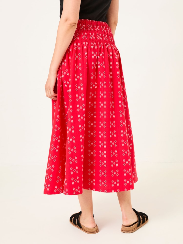FatFace Mary Red Jacquard Midi Skirt - Image 2 of 6