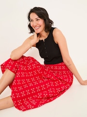 FatFace Mary Red Jacquard Midi Skirt - Image 5 of 6