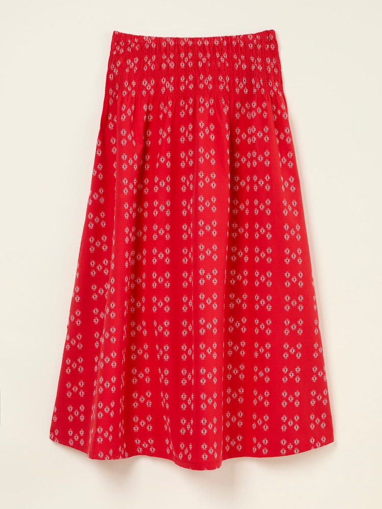 FatFace Mary Red Jacquard Midi Skirt - Image 6 of 6
