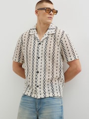 River Island Regular Fit Crochet Zig Zag Revere Shirt - Изображение 1 из 4