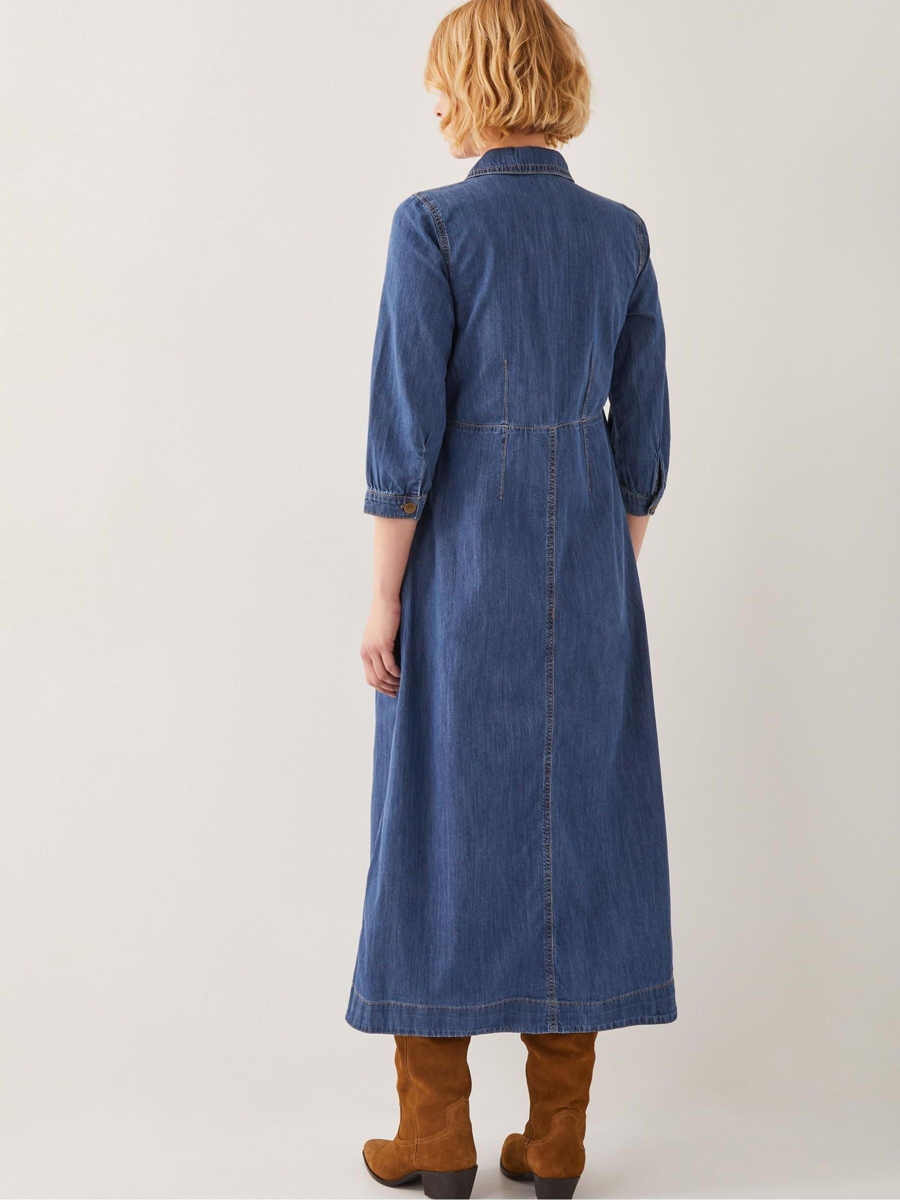 Buy Monsoon Blue Bonnie Zip Denim 100% Cotton Shirt Dress from