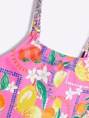 River Island Pink Girls Bright Lemon Blocked Swimsuit - Image 3 of 4
