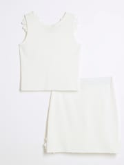 River Island White Girls 3D Flower Skirt Set - Image 3 of 6