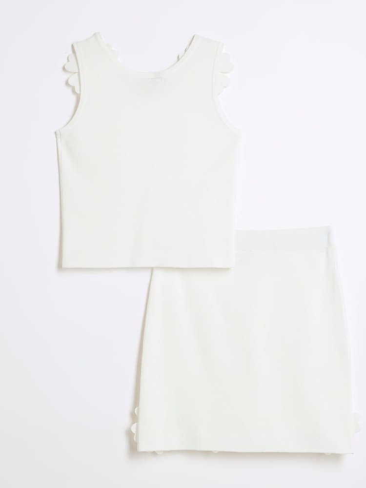 River Island White Girls 3D Flower Skirt Set - Image 3 of 6