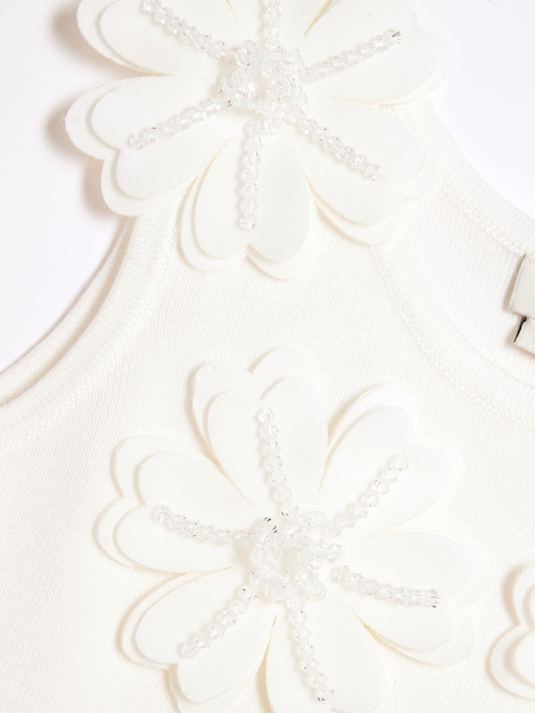 River Island White Girls 3D Flower Skirt Set - Image 5 of 6