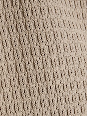 River Island Natural Stone Short Sleeve Muscle Fit Textured Tipped Polo Shirt - Image 6 of 6