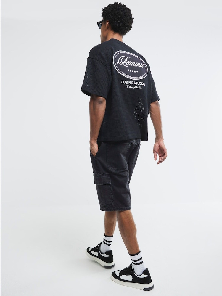 River Island Black 100% Cotton Cargo Shorts - Image 4 of 4