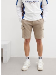 River Island Natural RI Timberlake 100% Cotton Cargo Shorts - Image 1 of 4
