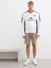 River Island Natural RI Timberlake 100% Cotton Cargo Shorts - Image 3 of 4