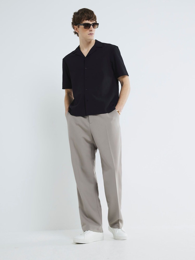 River Island Black Short Sleeve Seersucker Shirt - Image 2 of 4