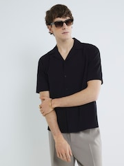 River Island Black Short Sleeve Seersucker Shirt - Image 3 of 4