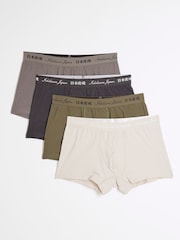 River Island Grey Japense Khaki Trunks 4 Pack - Image 1 of 4