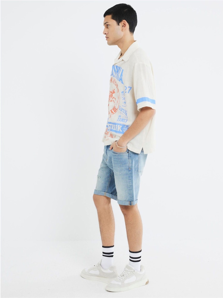 River Island Blue Slim Fit Shorts - Image 4 of 4