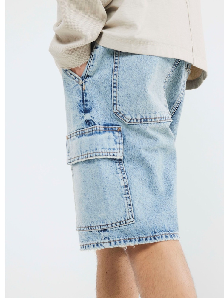 modra - River Island 100% Cotton Cargo Shorts - Slika 3 iz 3