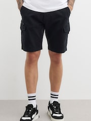 River Island Black RI Timberlake 100% Cotton Cargo Shorts - Image 1 of 3