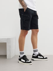 River Island Black RI Timberlake 100% Cotton Cargo Shorts - Image 2 of 3