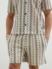 River Island Cream Regular Fit Crochet Zig Zag Shorts - Image 1 of 4