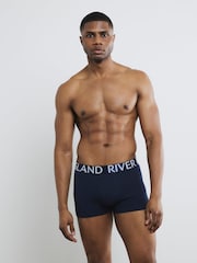 River Island Blue Sateen Contrast Trunks 4 Pack - Image 2 of 4