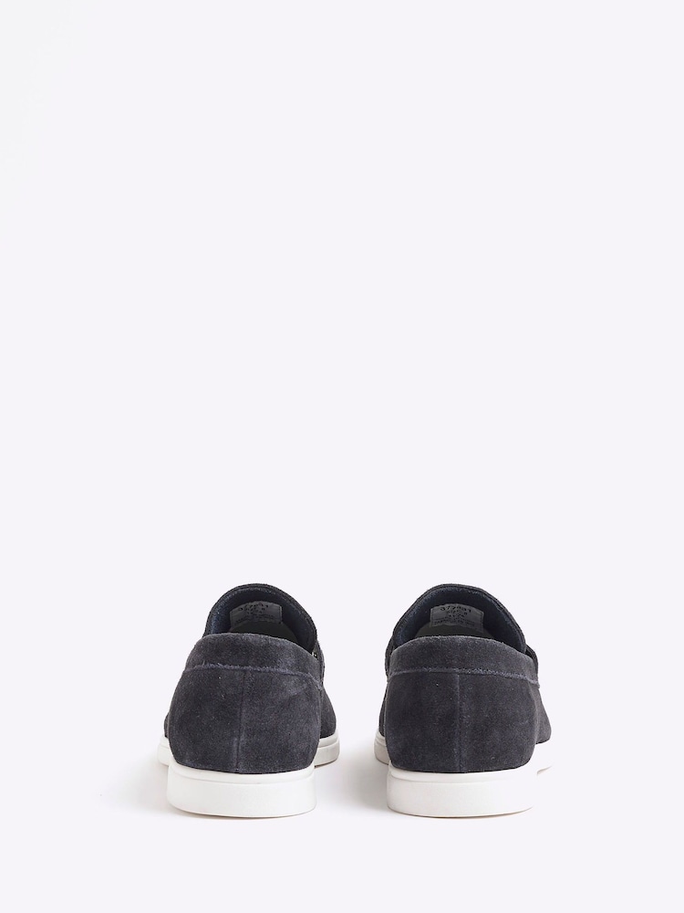 River Island Navy Suede Deconstructed Loafers - Image 3 of 5