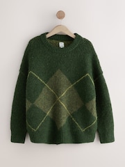 Green Knitted Crew Neck Jumper - Image 1 of 5