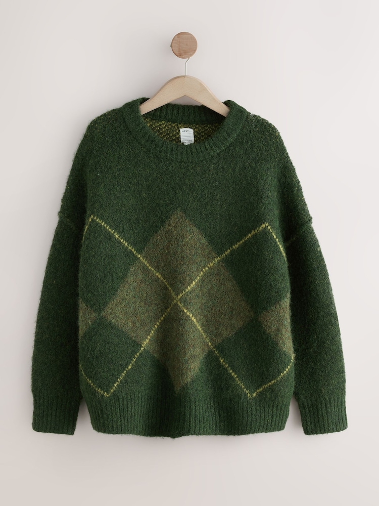 Green Knitted Crew Neck Jumper - Image 1 of 5