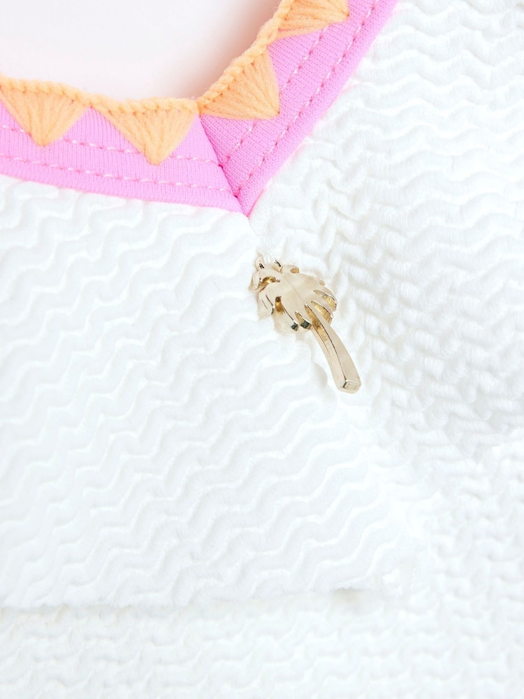River Island White Girls Frilled Whipstitch Swimsuit - Image 4 of 4