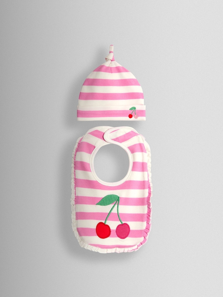 JoJo Maman Bébé Pink Cherry Stripe Hat - Image 1 of 5
