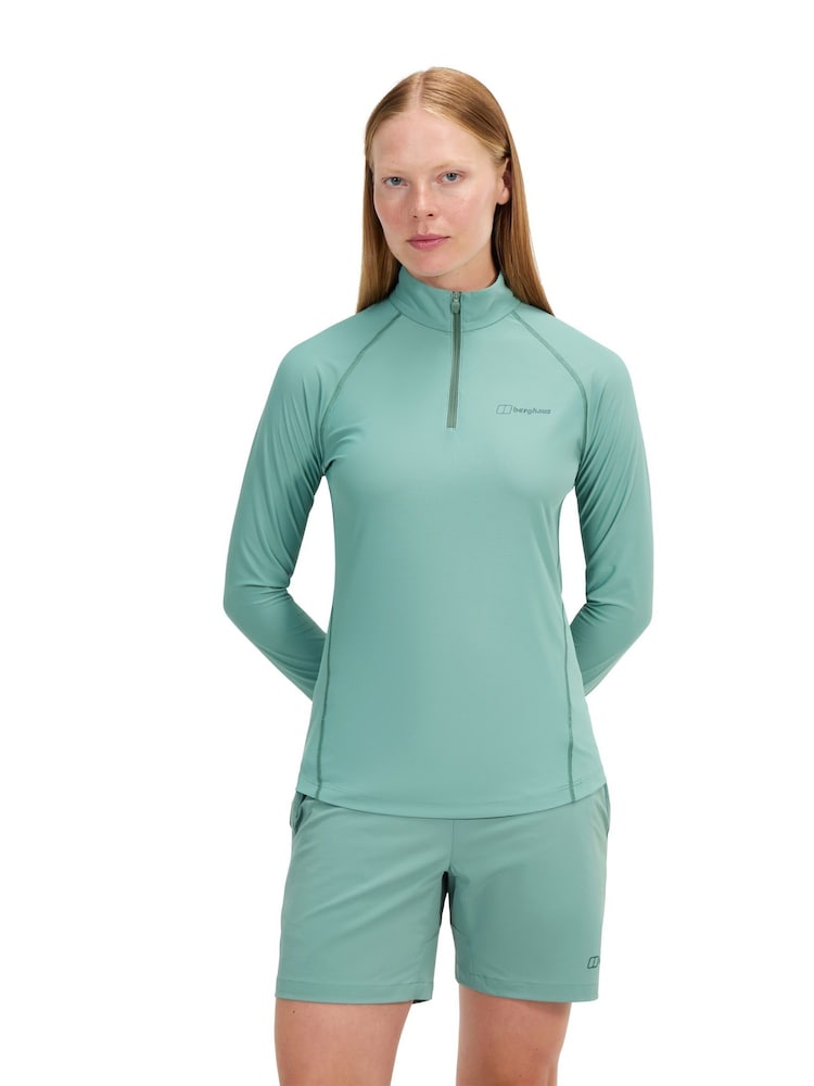 Berghaus Green 24/7 Half Zip Tech T-Shirt - Image 1 of 11 Berghaus Green 24/7 Half Zip Tech T-Shirt - Image 1 of 11