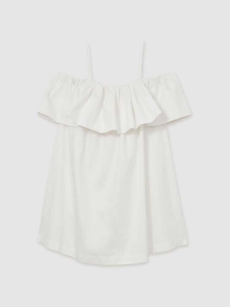 Reiss Ivory Cream Lucia Cotton Off Shoulder Mini Dress - Image 2 of 5