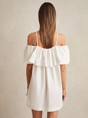 Reiss Ivory Cream Lucia Cotton Off Shoulder Mini Dress - Image 3 of 5