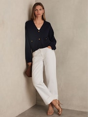 Mornarica - Reiss Mila Wool-Cashmere Button Cardigan - Slika 1 iz 6