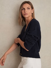 Mornarica - Reiss Mila Wool-Cashmere Button Cardigan - Slika 3 iz 6