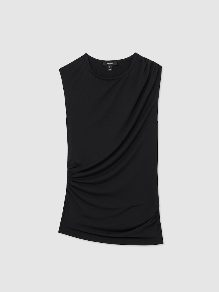 Reiss Black Dani Stretch-Modal Ruched Vest - Image 2 of 6