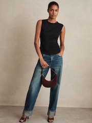 Reiss Black Dani Stretch-Modal Ruched Vest - Image 3 of 6