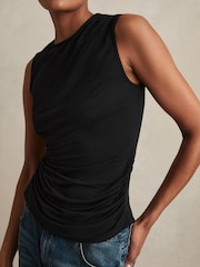 Reiss Black Dani Stretch-Modal Ruched Vest - Image 4 of 6