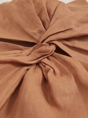 Reiss Brown Bay Linen Halterneck Cut Out Playsuit - Image 6 of 6