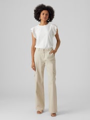 VERO MODA White Broderie Short Sleeve T-Shirt - Image 1 of 6