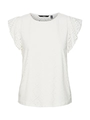 VERO MODA White Broderie Short Sleeve T-Shirt - Image 6 of 6