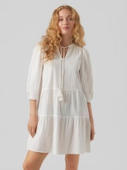 VERO MODA White 3/4 Puff Sleeve Smock Short Dress - Image 1 of 4