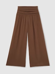 Reiss Brown Lola Lyocell Blend Wide Leg Trousers - Image 2 of 6