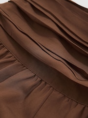 Reiss Brown Lola Lyocell Blend Wide Leg Trousers - Image 6 of 6