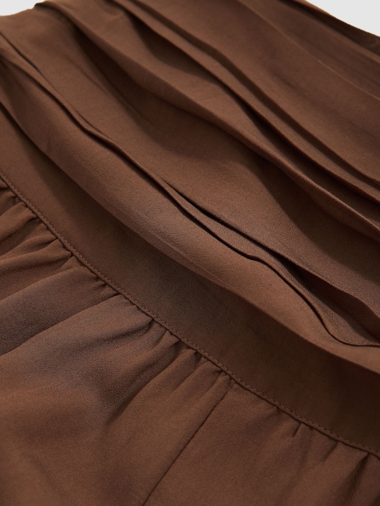 Reiss Brown Lola Lyocell Blend Wide Leg Trousers - Image 6 of 6
