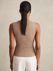 Reiss Mocha Brown Dani Stretch-Modal Ruched Vest - Image 5 of 6