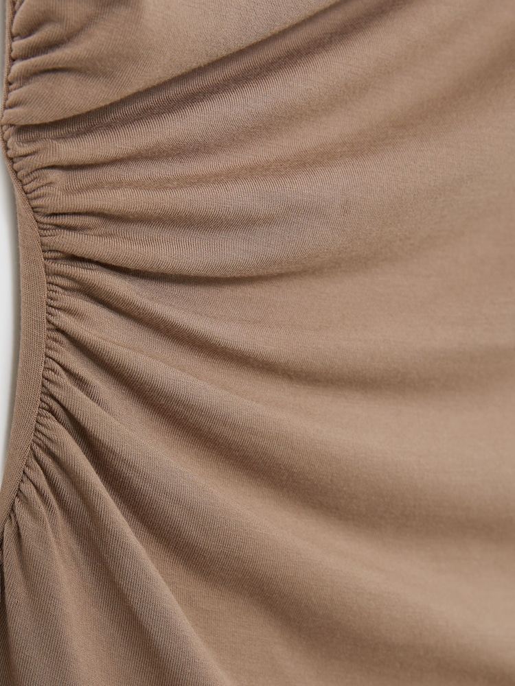 Reiss Mocha Brown Dani Stretch-Modal Ruched Vest - Image 6 of 6