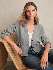 Reiss Silver Grey Mila Wool-Cashmere Button Cardigan - Image 1 of 6
