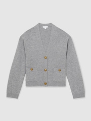 Reiss Silver Grey Mila Wool-Cashmere Button Cardigan - Image 2 of 6