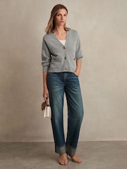 Reiss Silver Grey Mila Wool-Cashmere Button Cardigan - Image 3 of 6