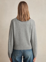 Reiss Silver Grey Mila Wool-Cashmere Button Cardigan - Image 5 of 6
