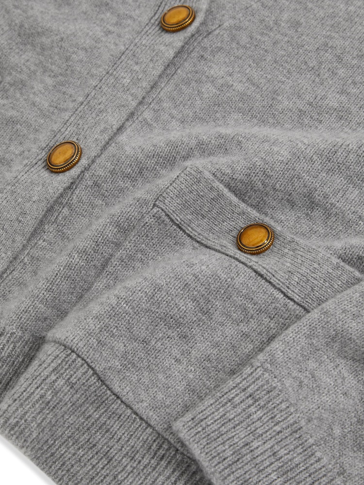 Reiss Silver Grey Mila Wool-Cashmere Button Cardigan - Image 6 of 6