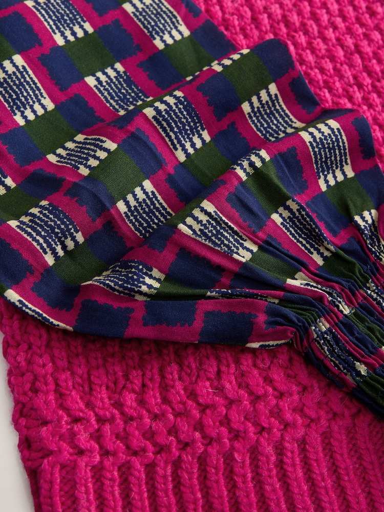 Bright Pink Layer Look Knitted Tank With Wool - Image 3 of 3